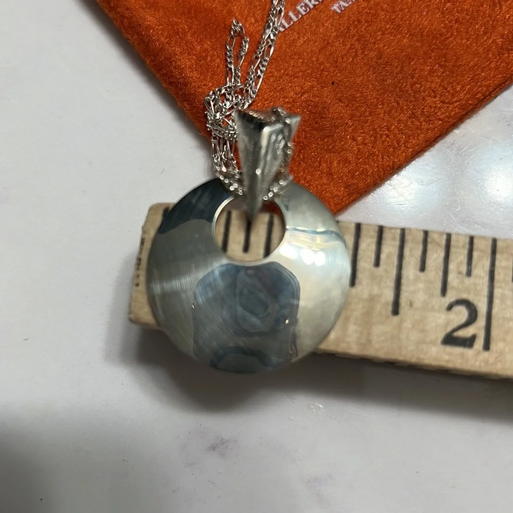 BALLESTEROS, Solid 925 Sterling Silver Chain  15” long & Finish Circle in 925 - Picture 2 of 7